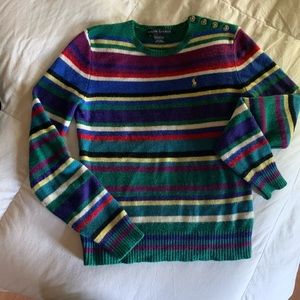 RALPH LAUREN Striped Wool/cashmere sweater EUC!